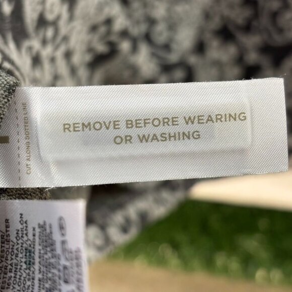 Loft Gray & White Floral Long-Sleeve Dress Size M With Back Zipper - Picture 9 of 11